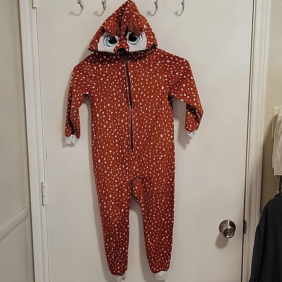 Cat &‎ Jack Giraffe Pajamas With Hood Size XS 4/5 Zip-Up Girls Fun Warm Comfy - Picture 1 of 6